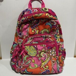 Vera Bradley Lighten Up Paisley Large Backpack in Pink Swirls